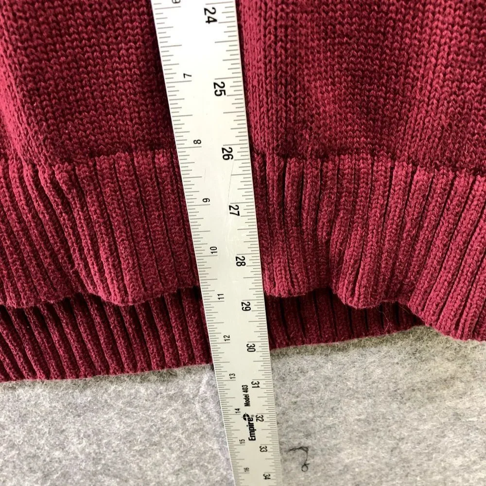 L.L. Bean 1/4 Zip Sweater Mens XL Wine‎ Red Cotton Thick Winter Pullover Knit